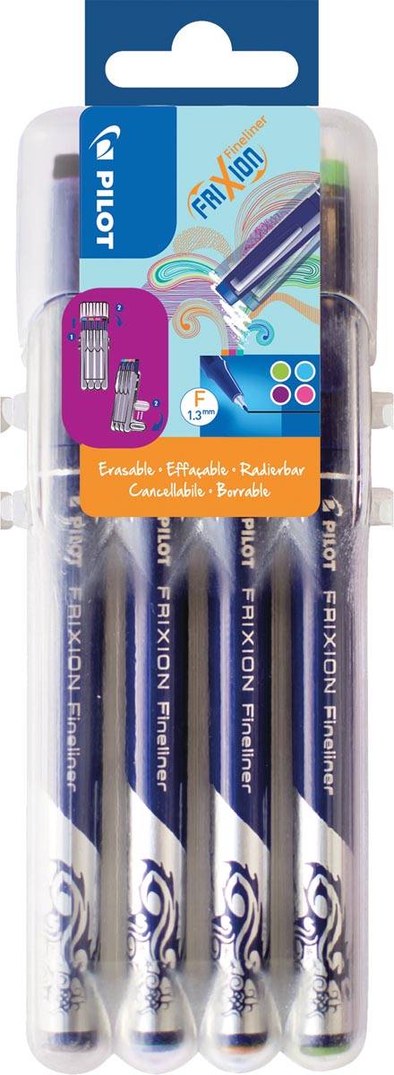 Pilot fineliner Frixion Fun , geassorteerde kleuren, set van 4 stuks