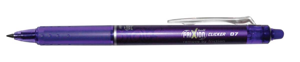 Pilot FriXion Ball Clicker roller, intrekbaar, medium punt, 0,7 mm, paars