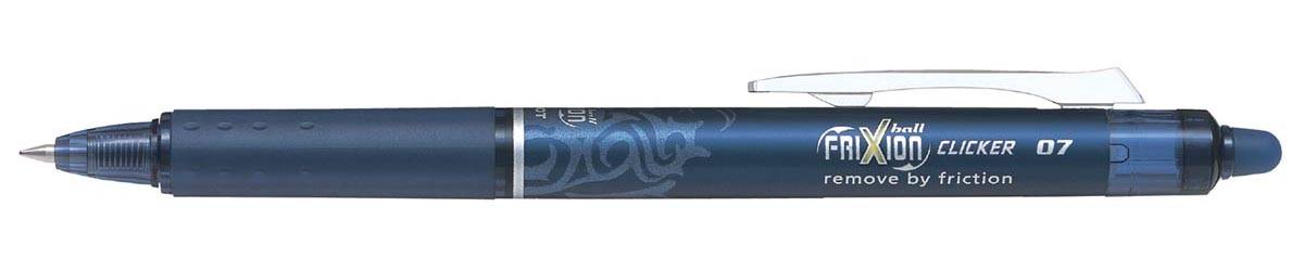 Pilot FriXion Ball Clicker roller, intrekbaar, medium punt, 0,7 mm, zwart-blauw