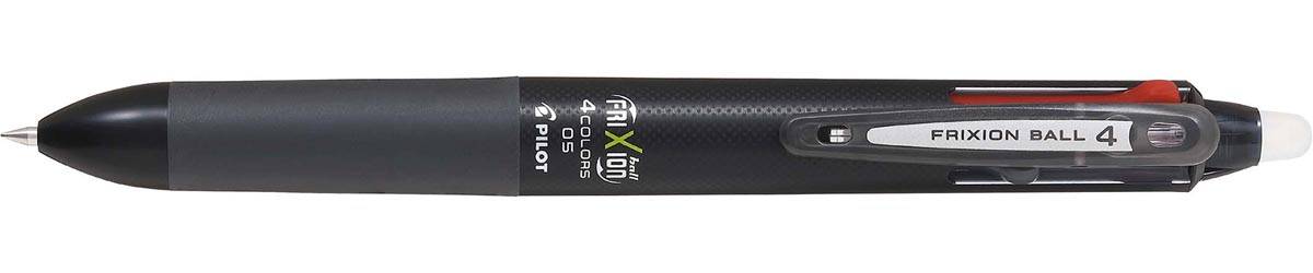 Pilot roller Frixion Ball 4-kleurenroller, fijn, klassieke inktkleuren, zwart lichaam