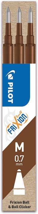 Pilot vullingen voor Frixion Ball en Frixion Ball Clicker, bruin , etui met 3 stuks
