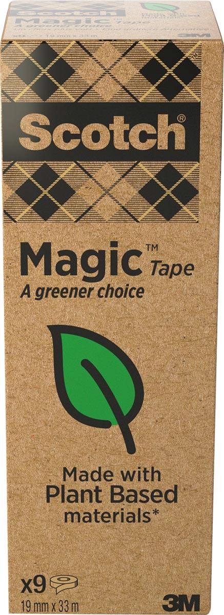 Plakband Magic Tape: A greener choice, ft 19 mm x 33 m, toren met 9 rollen