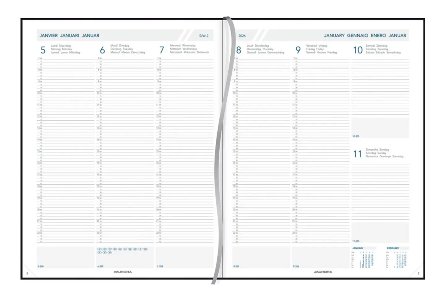 Aurora Plan-a-week 27 Florence, zwart 2026