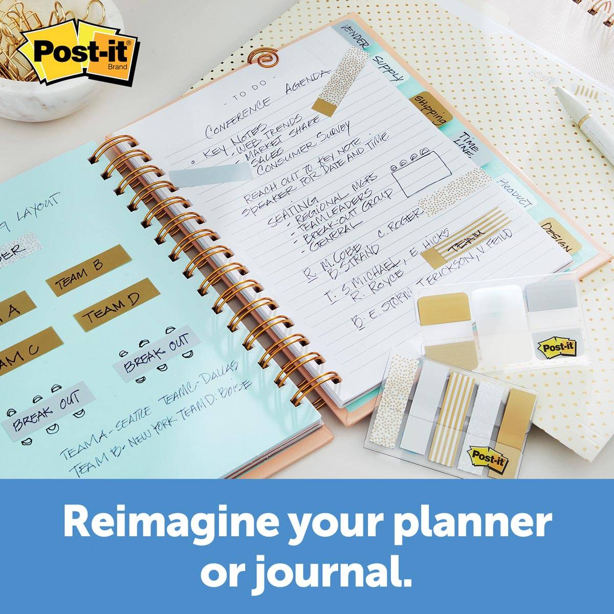 Post-it Index, Metallic Collection, ft 11,9 mm x 43,2mm, 5 x 20 stuks