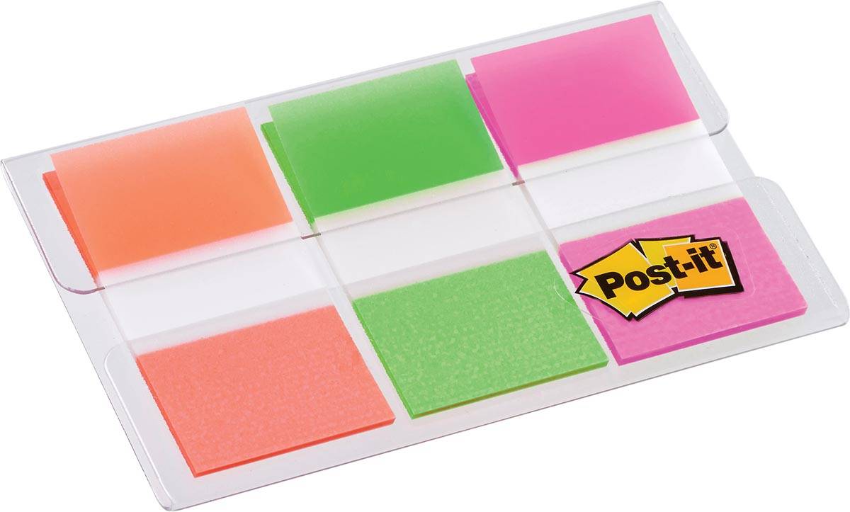 Post-it Index standaard, ft 25,4 x 43,2 mm, blister met 3 kleuren, 20 tabs per kleur