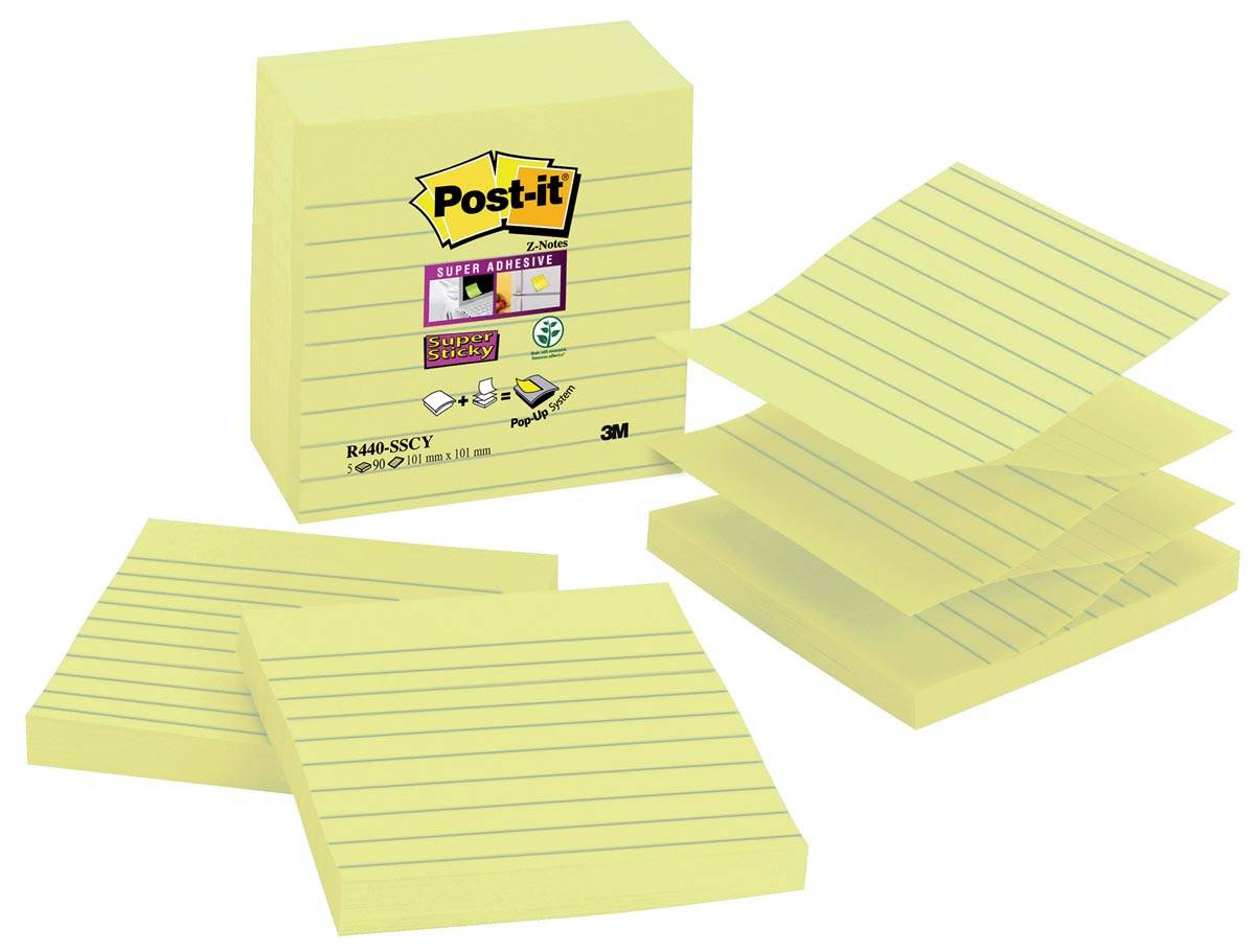 Post-it Super Sticky Z-notes, 90 vel, ft 101 x 101 mm, gelijnd | OfficeNext