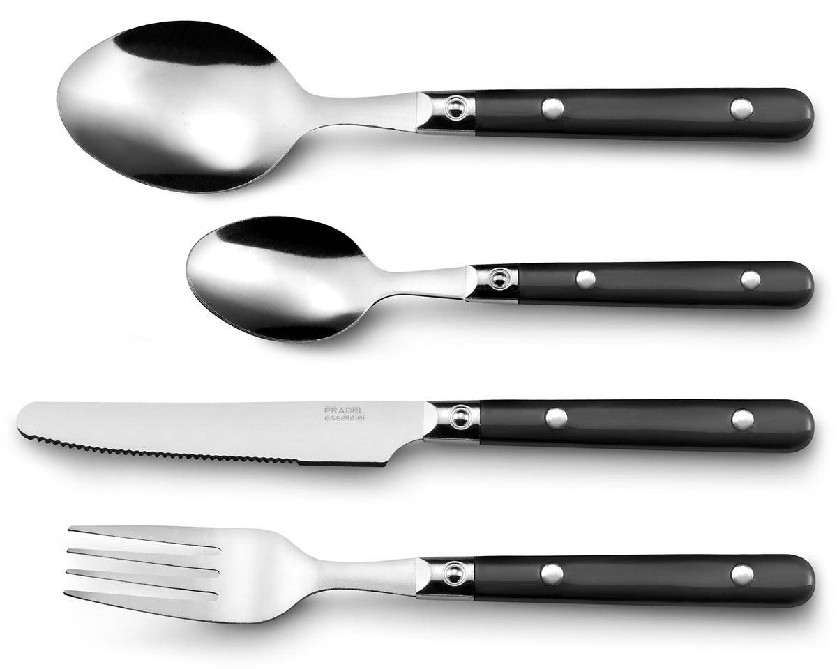 Pradel Essentiel bestekset Saxo, zwart, set van 16 stuks