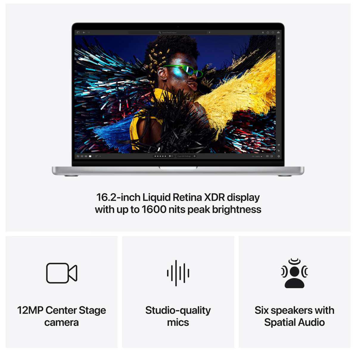 Apple MacBook Pro 16 inch (2024) M4 Max 14‑core CPU, 32‑core GPU, 36GB ram, 1TB opslag, Zilver, QWERTY 
