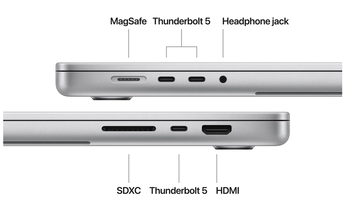Apple MacBook Pro 16 inch (2024) M4 Max 14‑core CPU, 32‑core GPU, 36GB ram, 1TB opslag, Zilver, QWERTY 