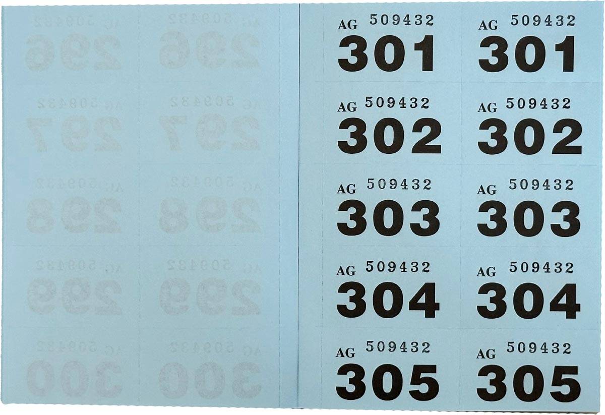 Pukka Pad genummerde loterij- en garderobetickets 1-1000