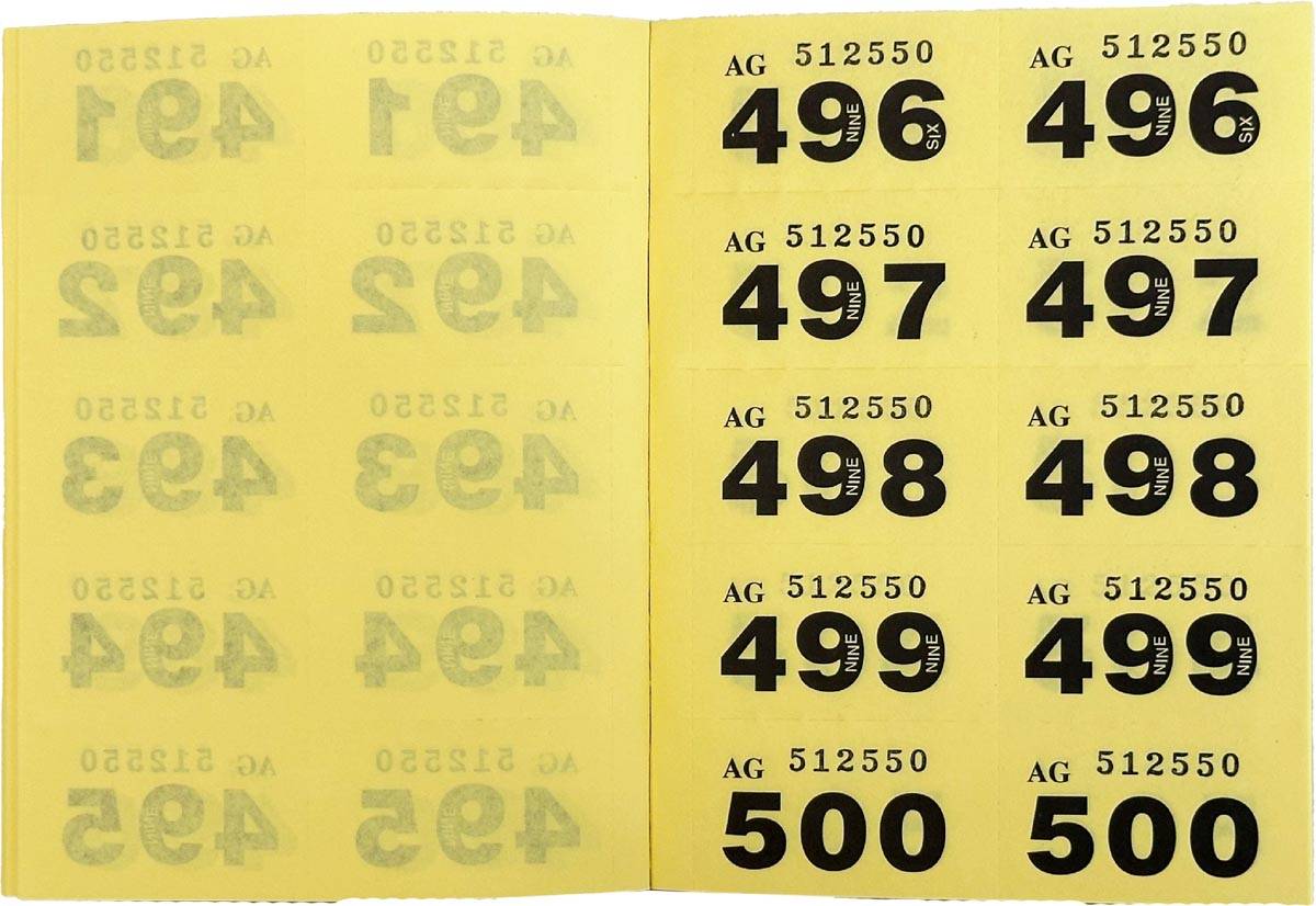 Pukka Pad genummerde loterij- en garderobetickets 1-1000