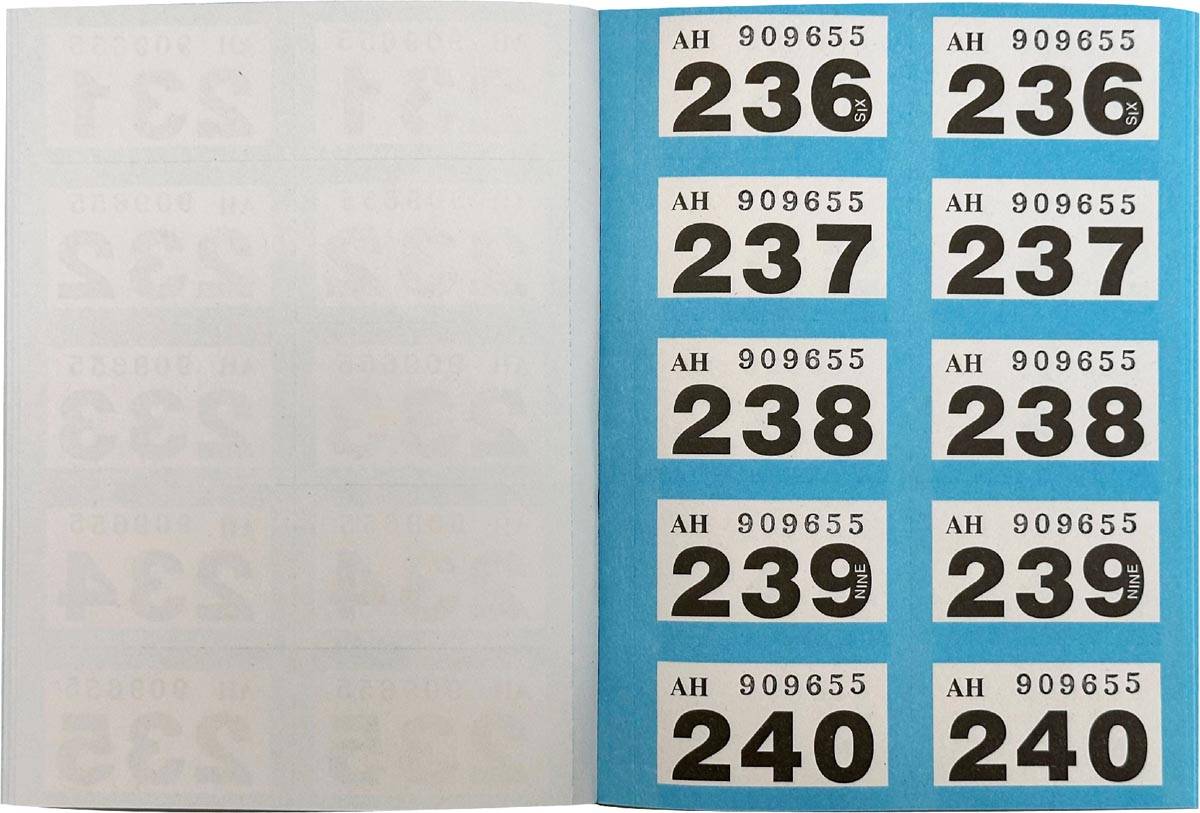 Pukka Pad genummerde loterij- en garderobetickets 1-500