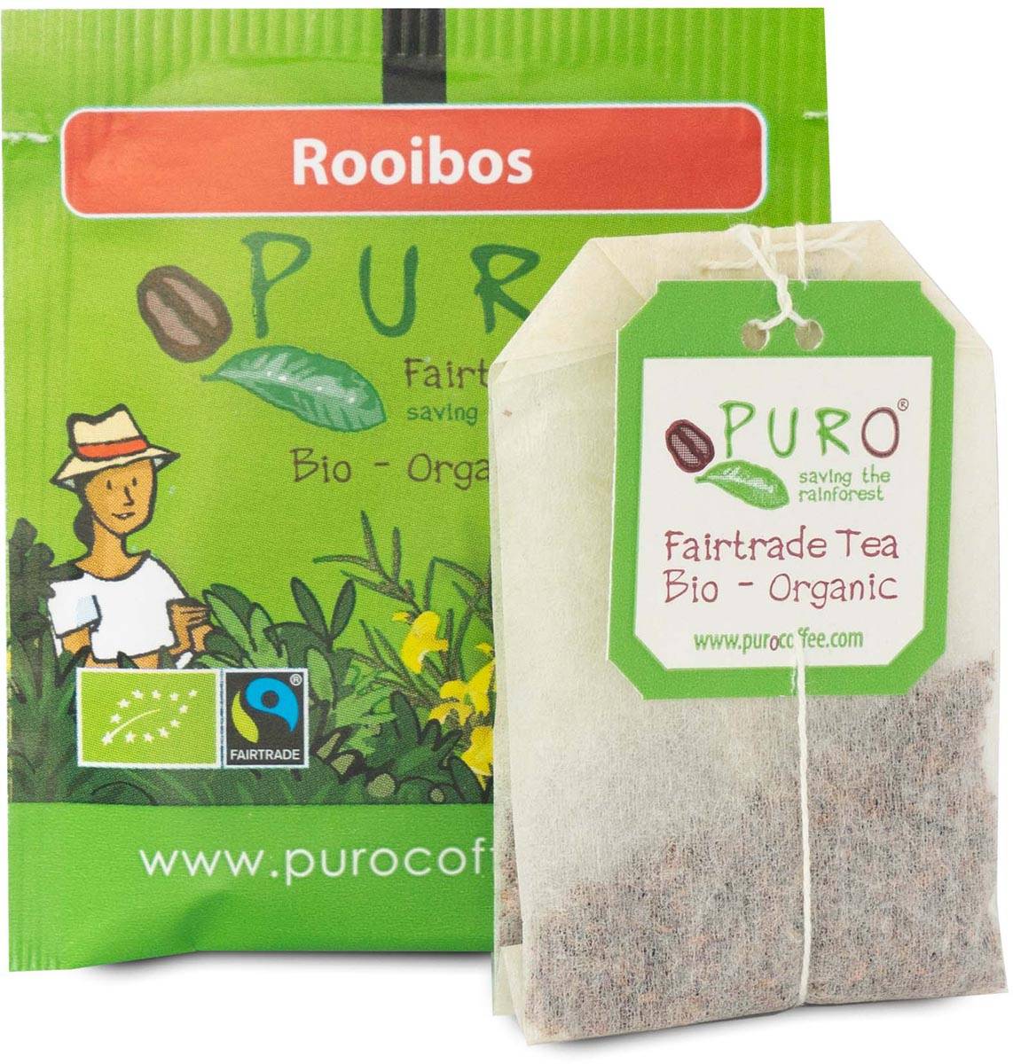 Puro Bio thee, rooibos, fairtrade, pak van 25 zakjes