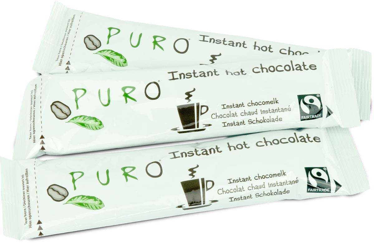 Puro cacao poedersticks fairtrade, 30 g, doos van 100 stuks