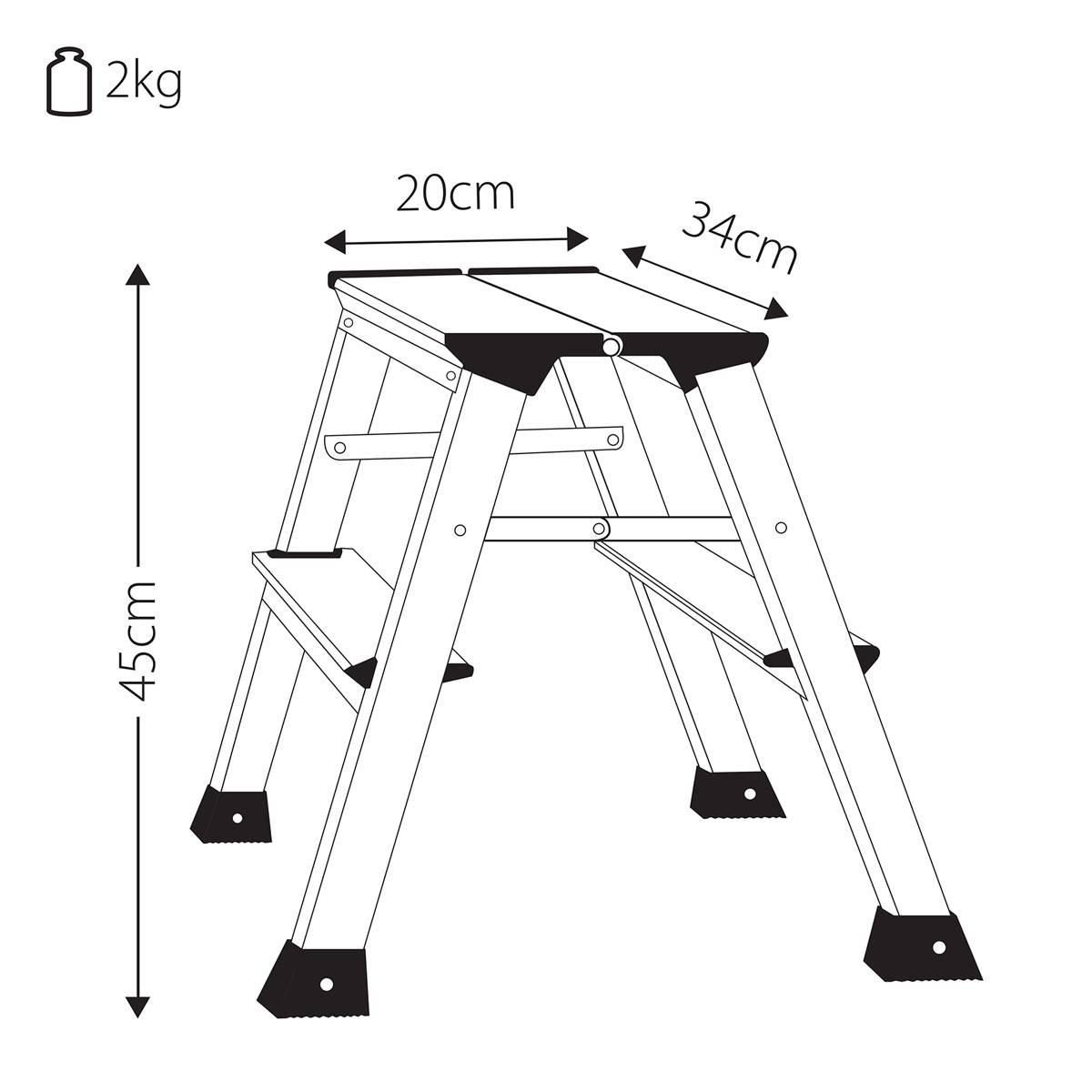 Q-CONNECT aluminum ladder, 2 treden