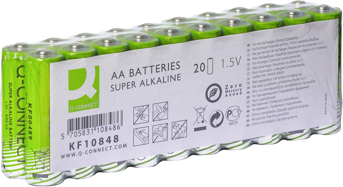 Q-CONNECT batterijen AA, pak van 20 stuks