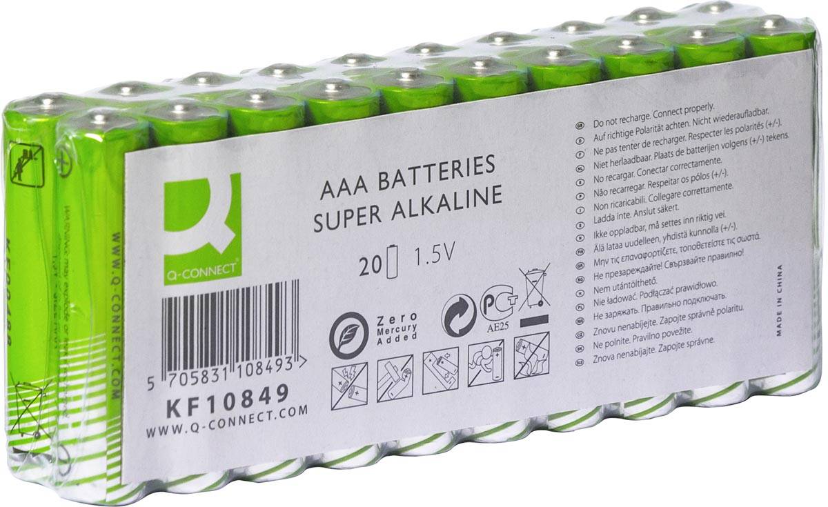 Q-CONNECT batterijen AAA, pak van 20 stuks