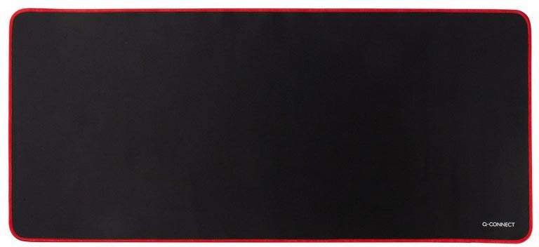 Q-CONNECT bureauonderlegger en muismat, ft 90 x 40 cm, zwart met rode rand