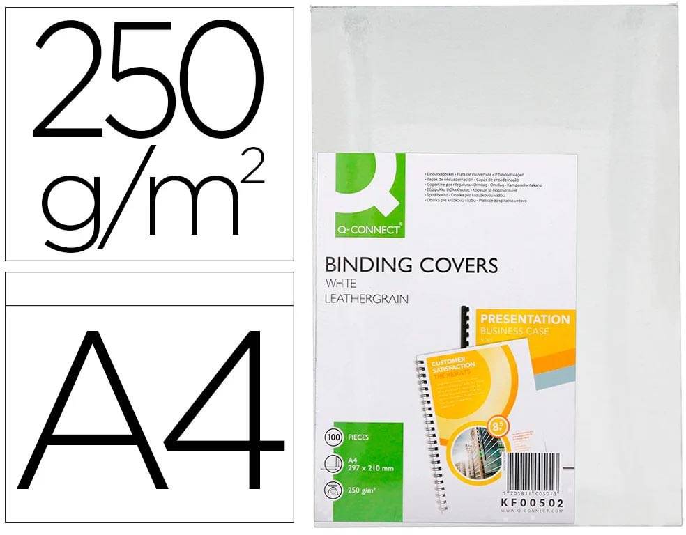 Q-CONNECT dekblad A4 leder 250 grams 100 stuks wit