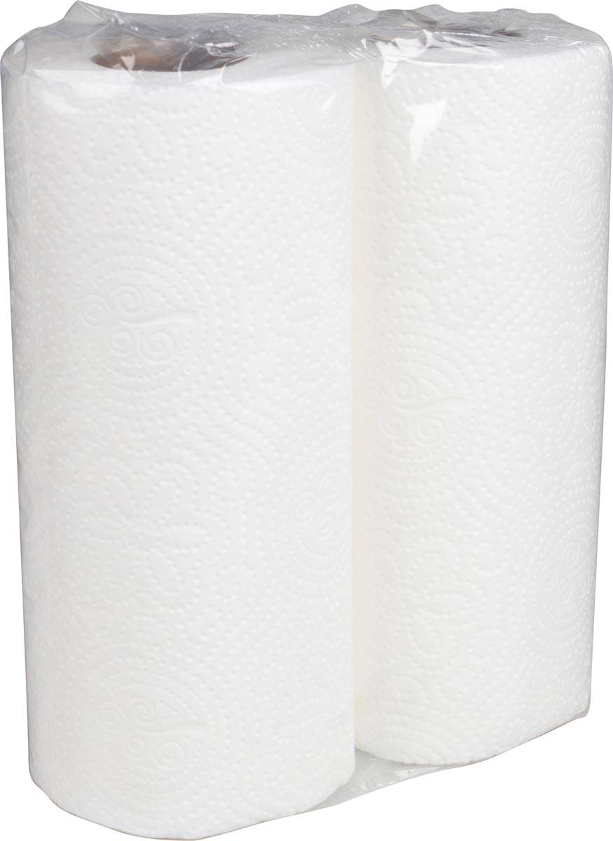 Q-CONNECT keukenrol, 2-laags, 50 vel, pak van 16 x 2 rollen