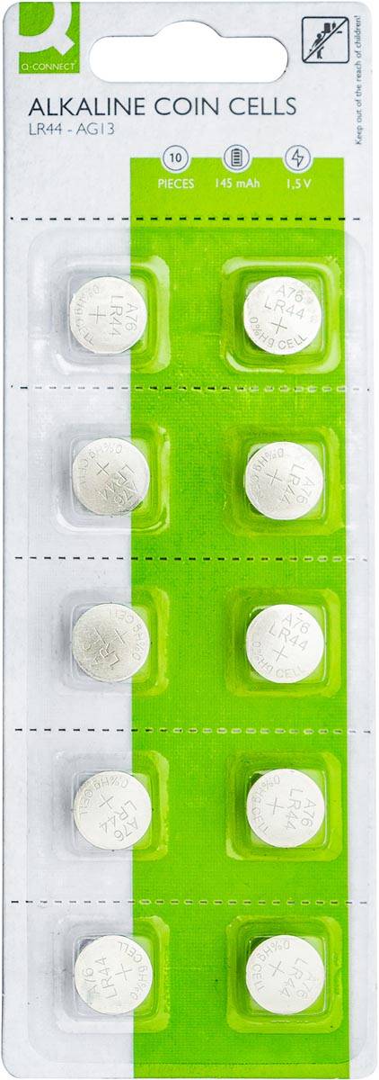 Q-CONNECT knoopcel, LR44, blister van 10 stuks