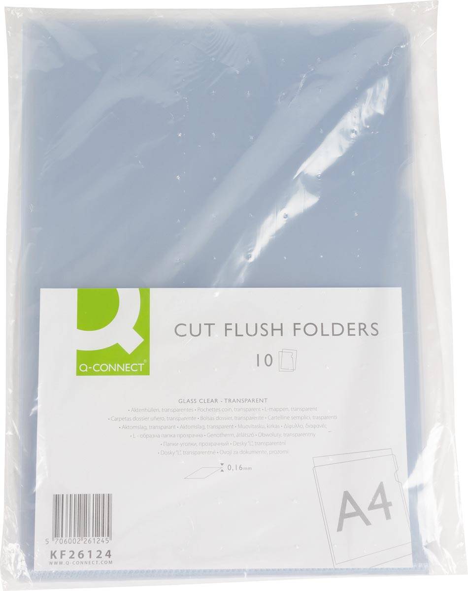 Q-CONNECT L-map glashelder 160 micron pak van 10 stuks