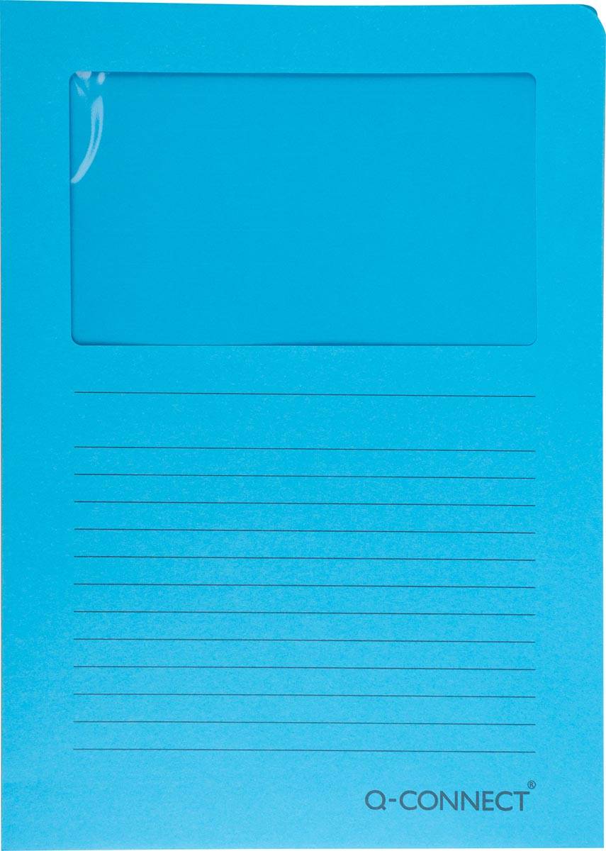Q-CONNECT L-map met venster, 120 g/m², A4, pak van 100 stuks, blauw