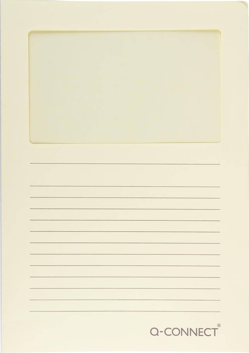 Q-CONNECT L-map met venster, 120 g/m², A4, pak van 100 stuks, lichtgeel