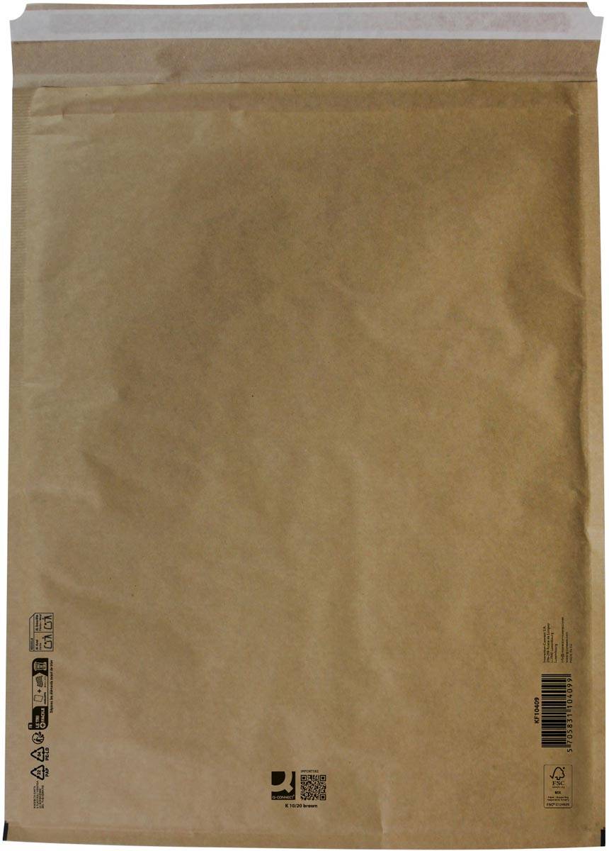 Q-CONNECT luchtkussenenveloppen, bruin, 10-K, 370 x 480 mm, doos van 50 stuks