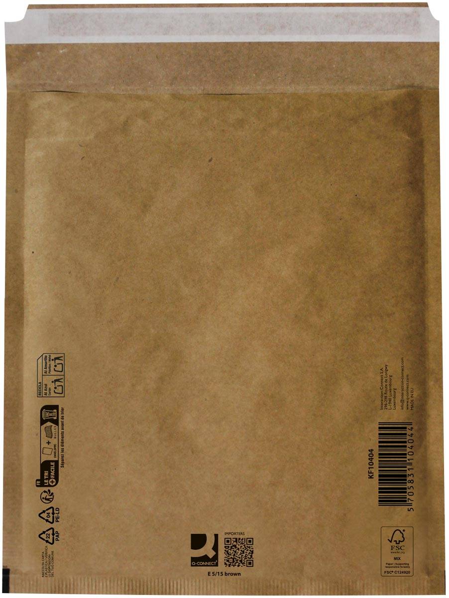 Q-CONNECT luchtkussenenveloppen, bruin, 5-E, 240 x 275 mm, doos van 100 stuks