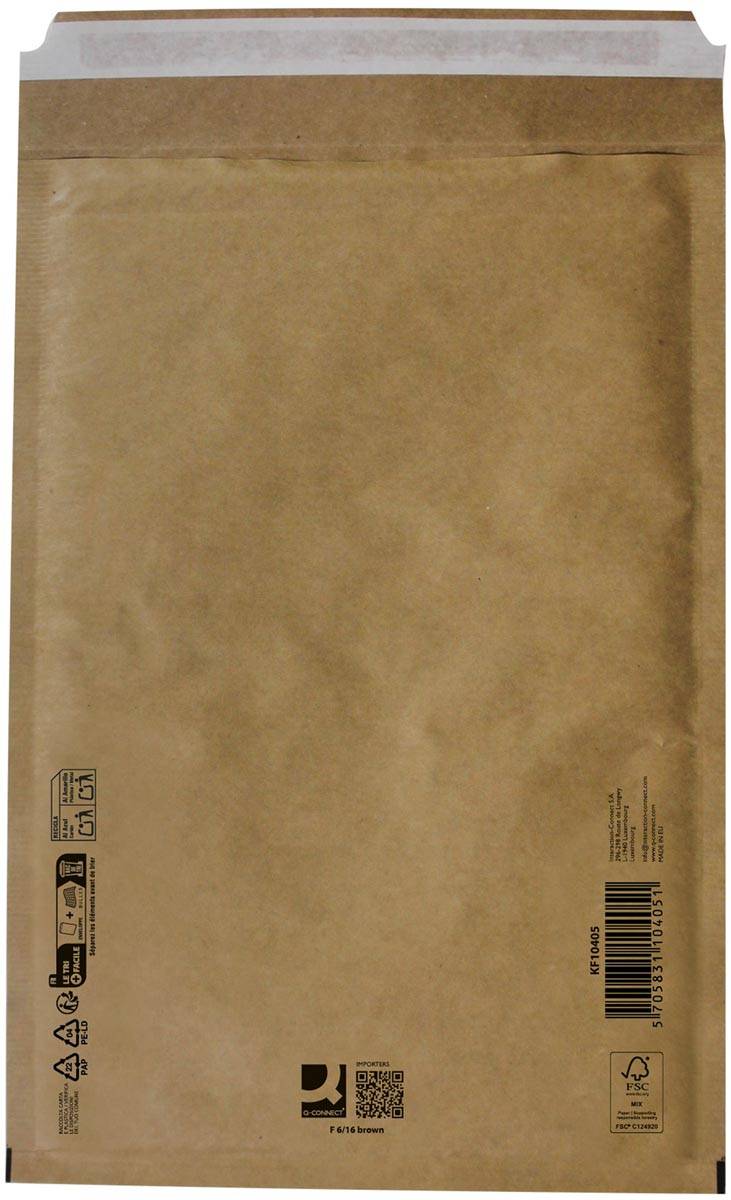 Q-CONNECT luchtkussenenveloppen, bruin, 6-F, 240 x 350 mm, doos van 100 stuks