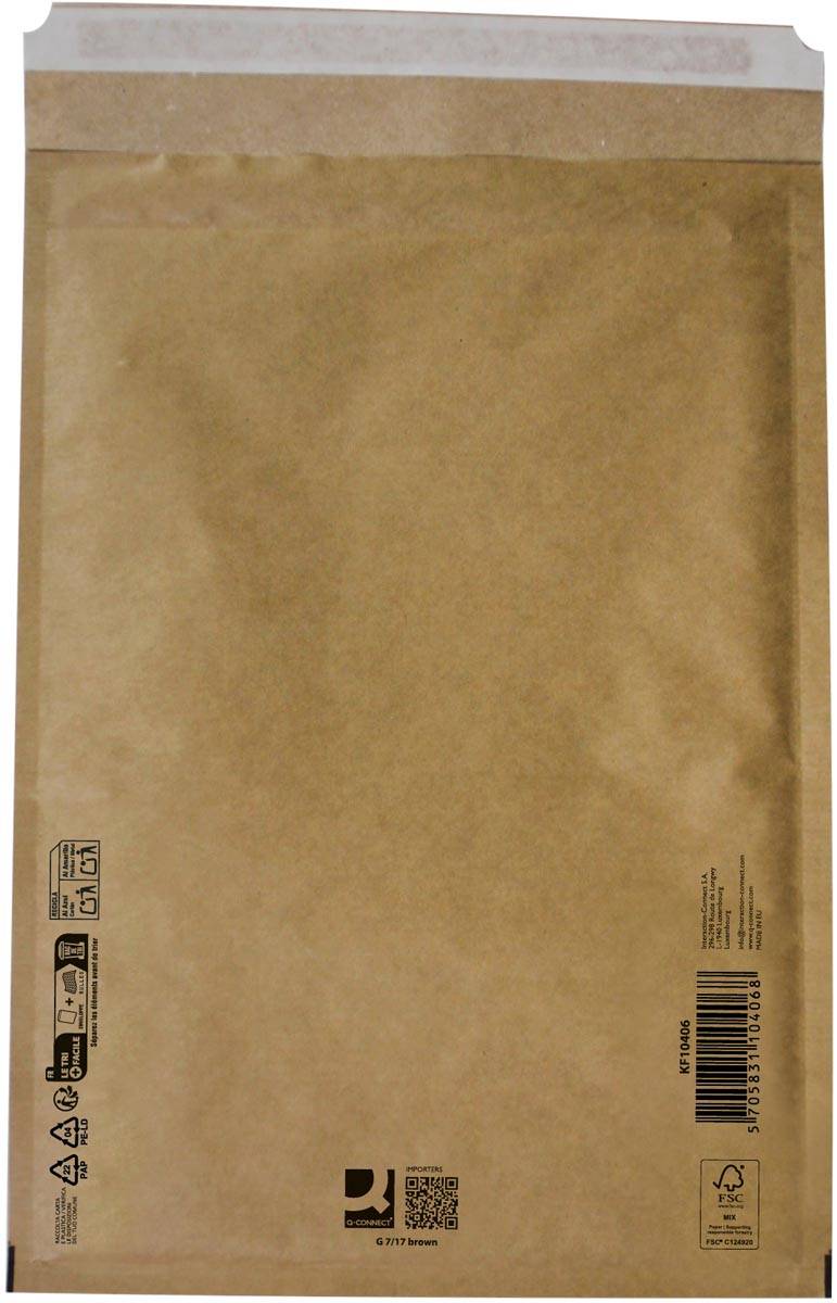 Q-CONNECT luchtkussenenveloppen, bruin, 7-G, 250 x 350 mm, doos van 100 stuks