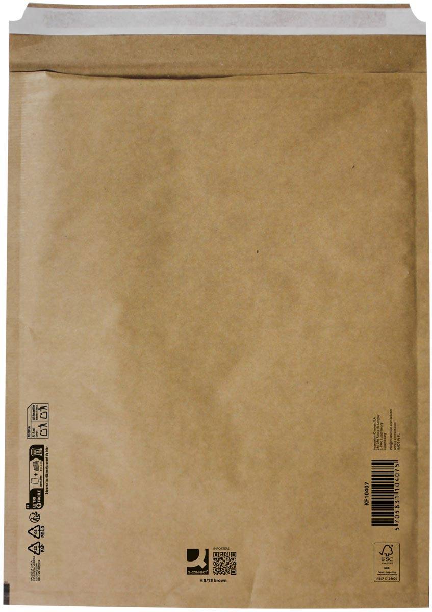 Q-CONNECT luchtkussenenveloppen, bruin, 8-H, 290 x 370 mm, doos van 100 stuks