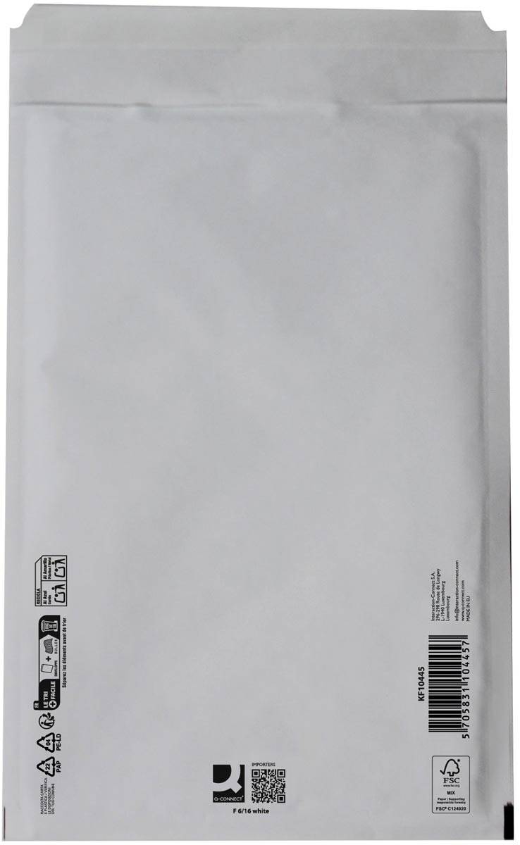 Q-CONNECT luchtkussenenveloppen, wit, 6-F, 240 x 350 mm, doos van 100 stuks