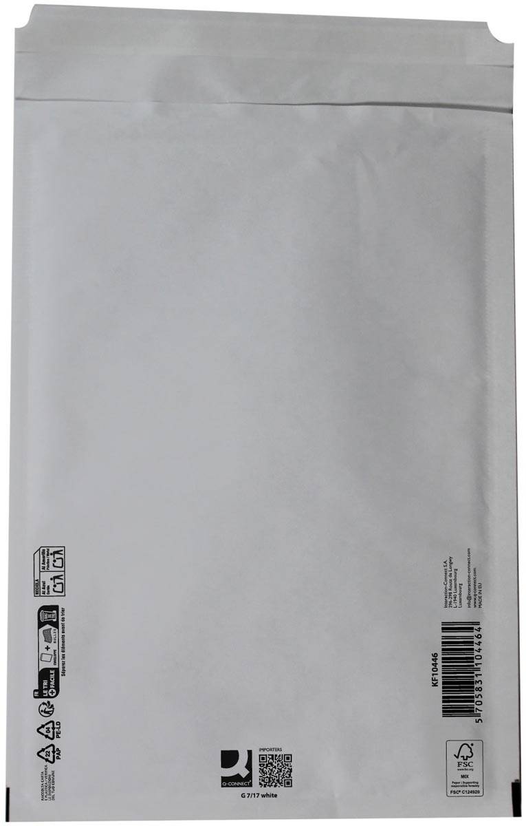 Q-CONNECT luchtkussenenveloppen, wit, 7-G, 250 x 350 mm, pak van 10 stuks
