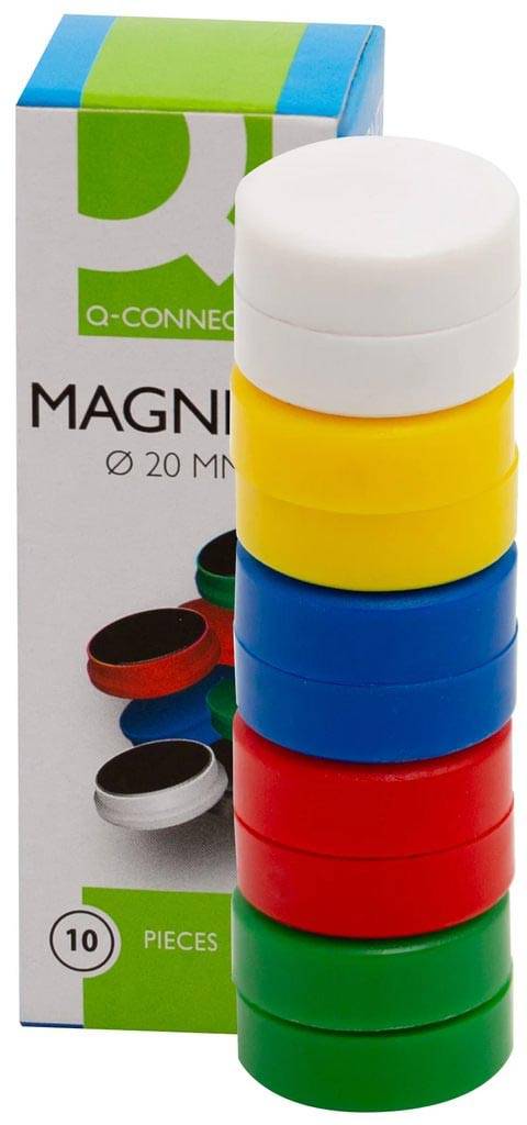 Q-CONNECT magneten, 20 mm, assorti, pak van 10 stuks
