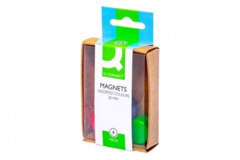 Q-CONNECT magneten 20 mm geassorteerde kleuren doos van 6 stuks
