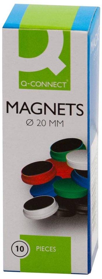 Q-CONNECT magneten, 20 mm, wit, pak van 10 stuks