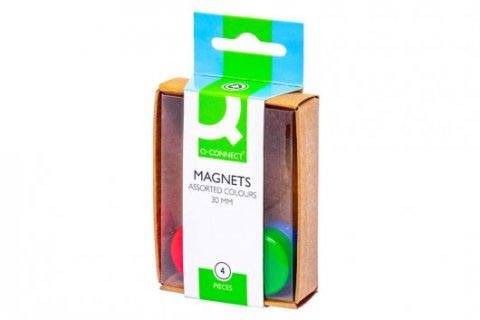 Q-CONNECT magneten 25 mm geassorteerde kleuren doos van 4 stuks