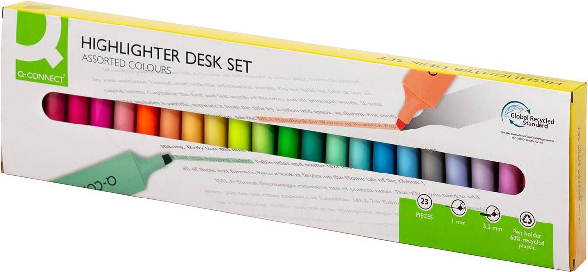 Q-CONNECT markeerstift, deskset, 23 verschillende kleuren