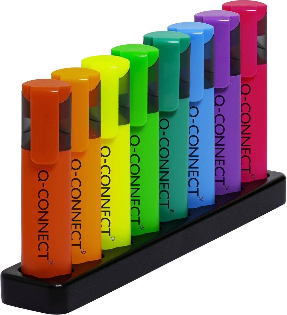 Q-CONNECT markeerstift neon, deskset, 8 verschillende kleuren