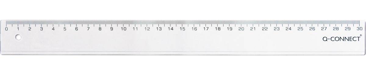Q-CONNECT meetlat, transparant polystereen, 30 cm