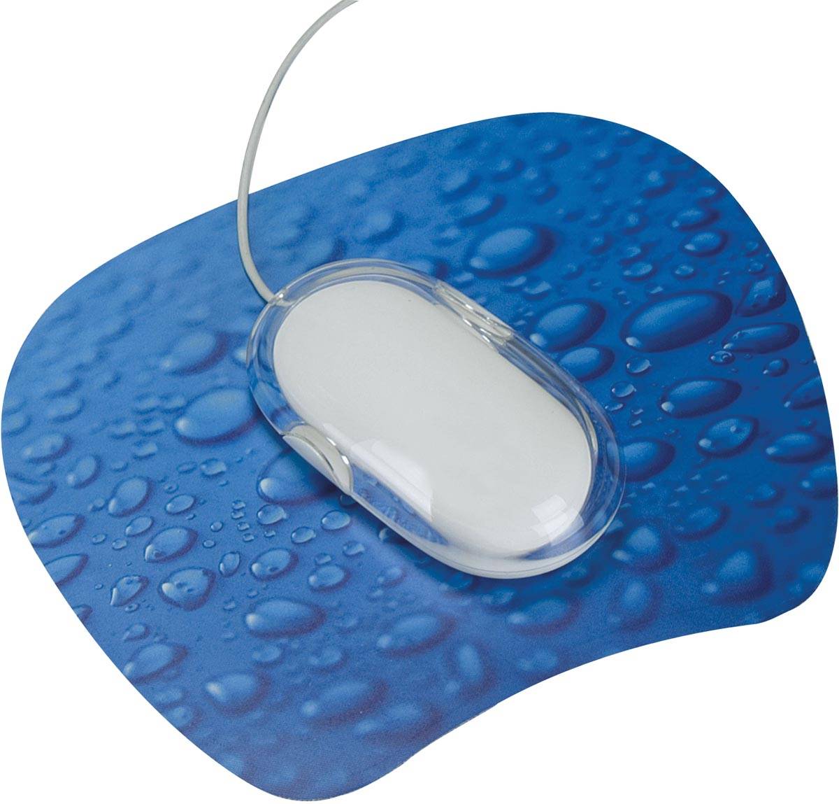 Q-CONNECT Muismat antislip regendruppels blauw