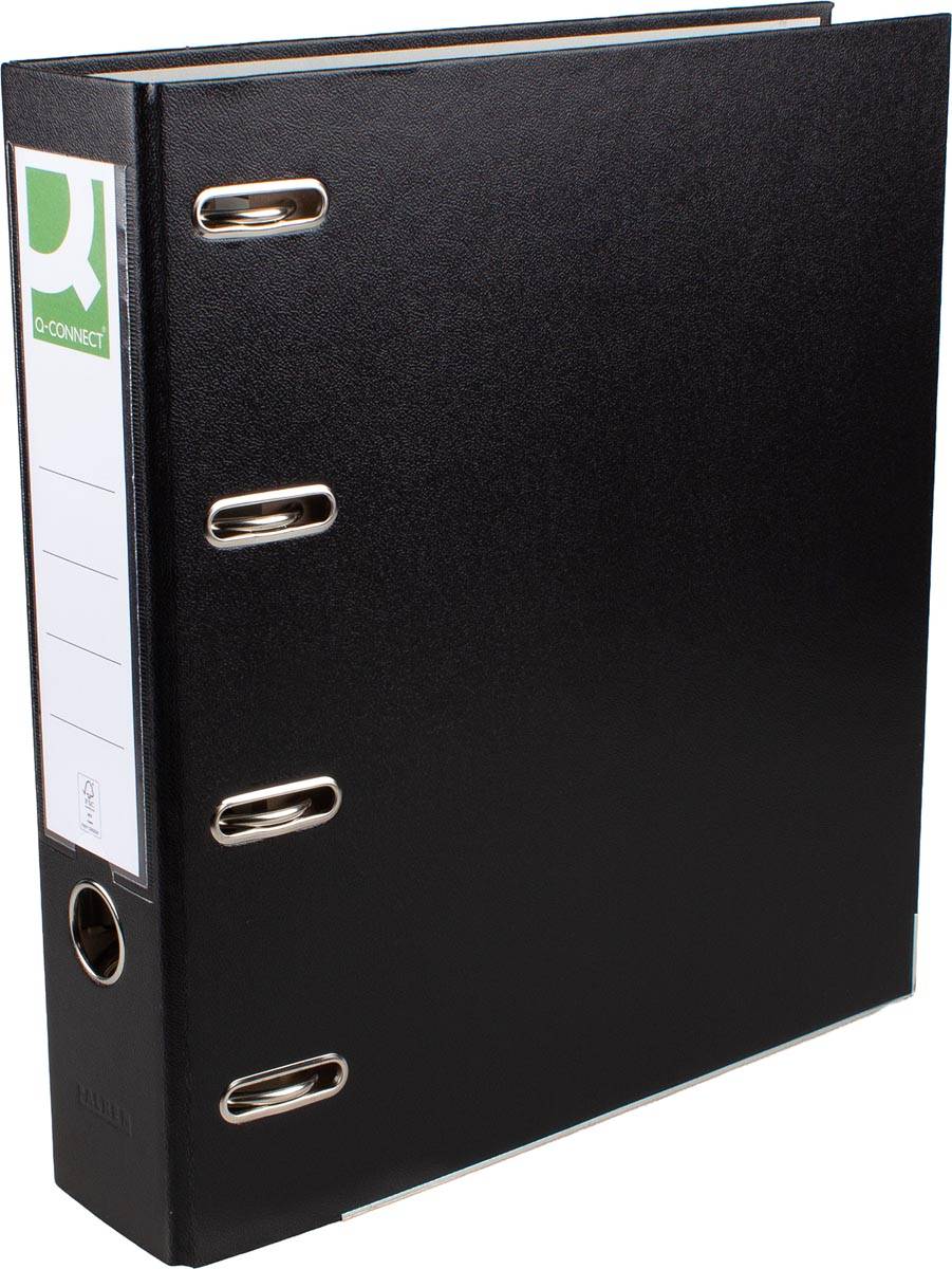 Q-CONNECT ordner, voor ft A4, uit PP en papier, dubbel, rug van 8 cm zwart
