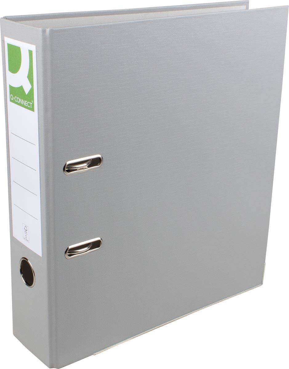 Q-CONNECT ordner, voor ft A4, uit PP en papier, met beschermrand, rug van 8 cm, grijs