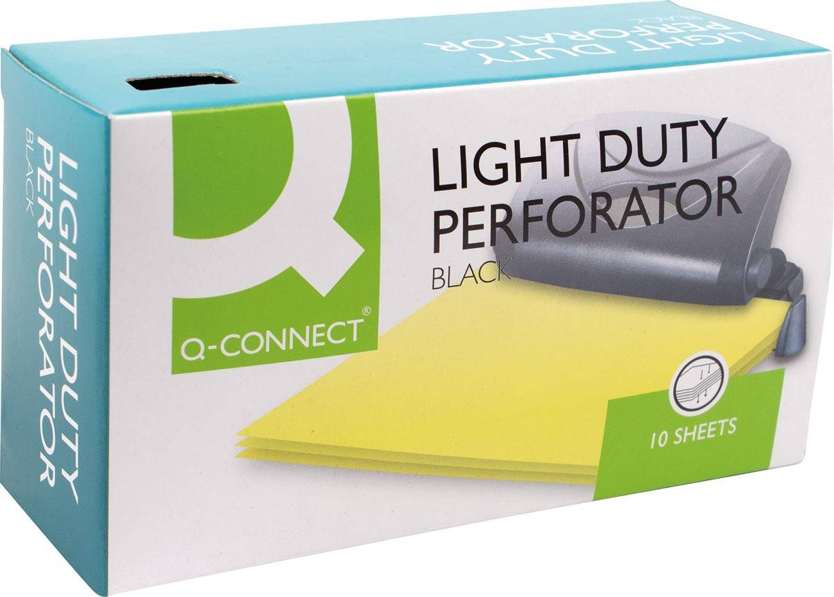 Q-CONNECT perforator Light Duty, 10 blad, zwart