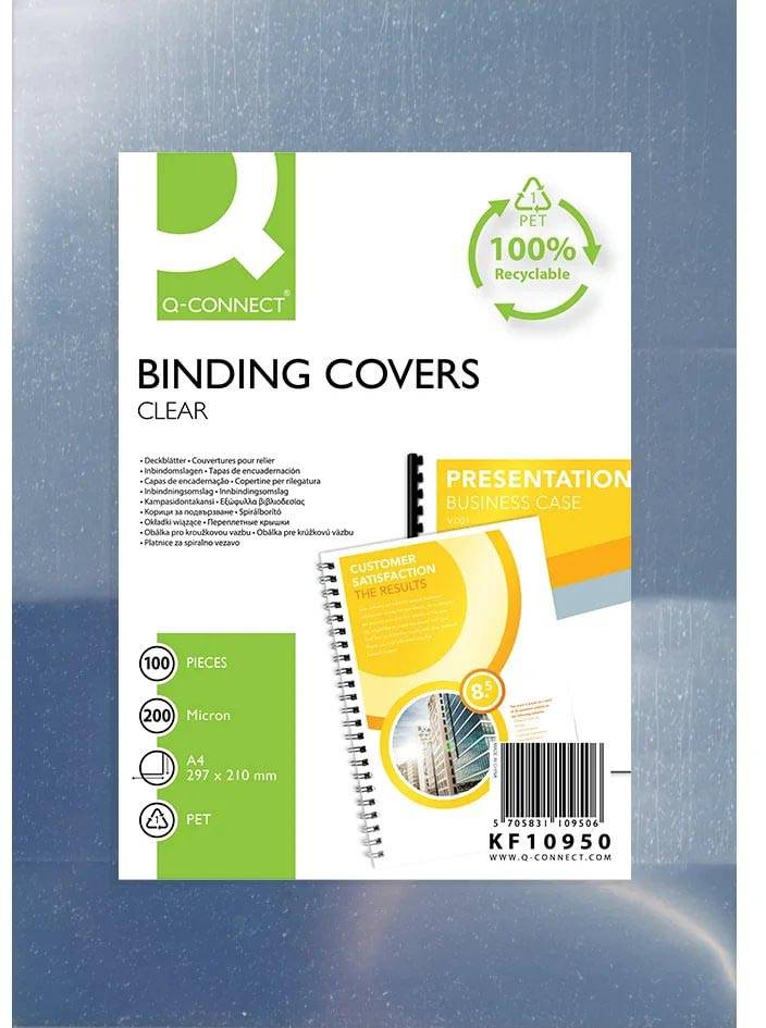 Q-CONNECT PET cover A4, glanzend, 200 micron 100 stuks