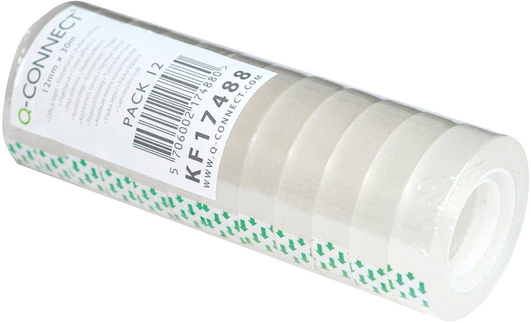 Q-CONNECT plakband, PP, ft 12 mm x 30 m, pak van 12 stuks