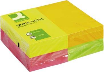 Q-CONNECT Quick Notes, ft 76 x 127 mm, 80 vel, pak van 12 blokken in 4 neonkleuren