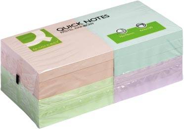 Q-CONNECT Quick Notes, ft 76 x 76 mm, 100 vel, pak van 12 blokken in pastelkleuren